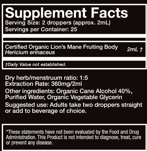 lion's mane mushroom extract supplement facts