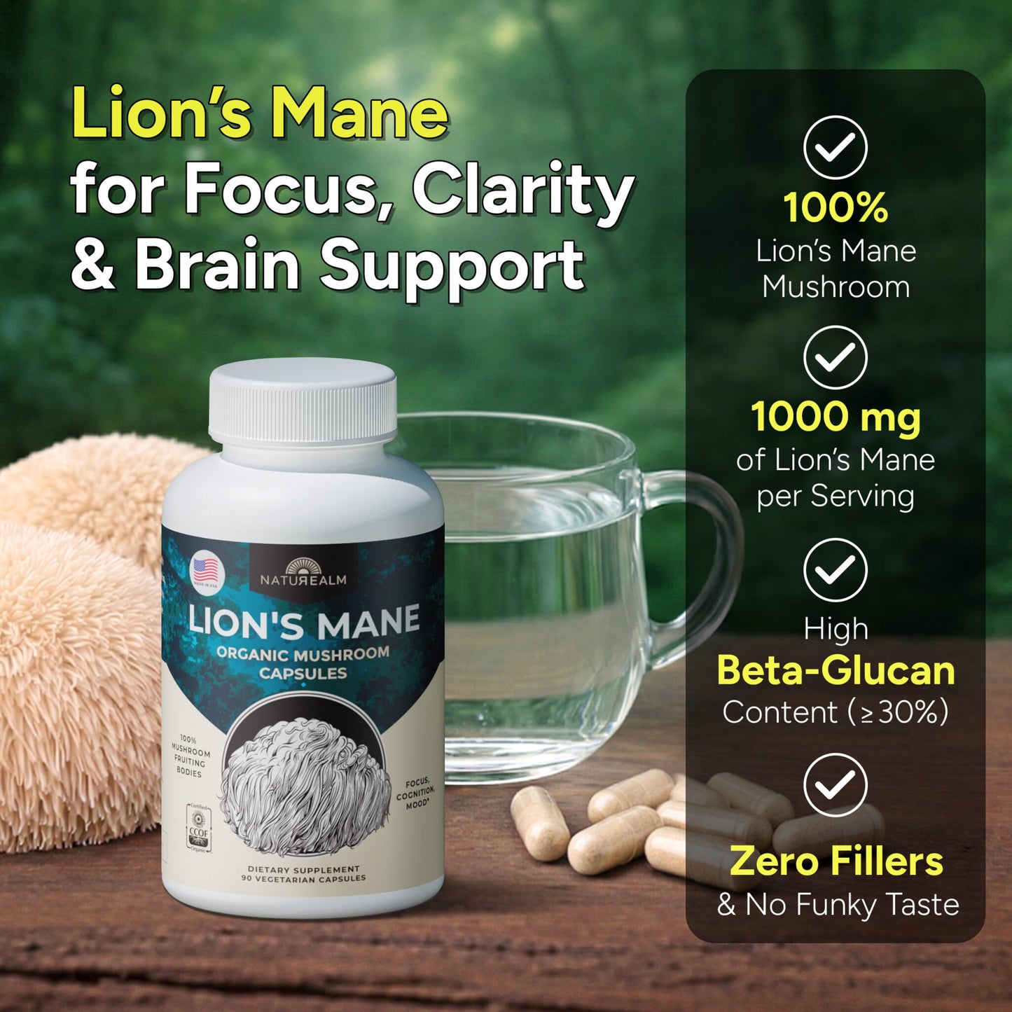 Lion's Mane Mushroom Extract Capsules